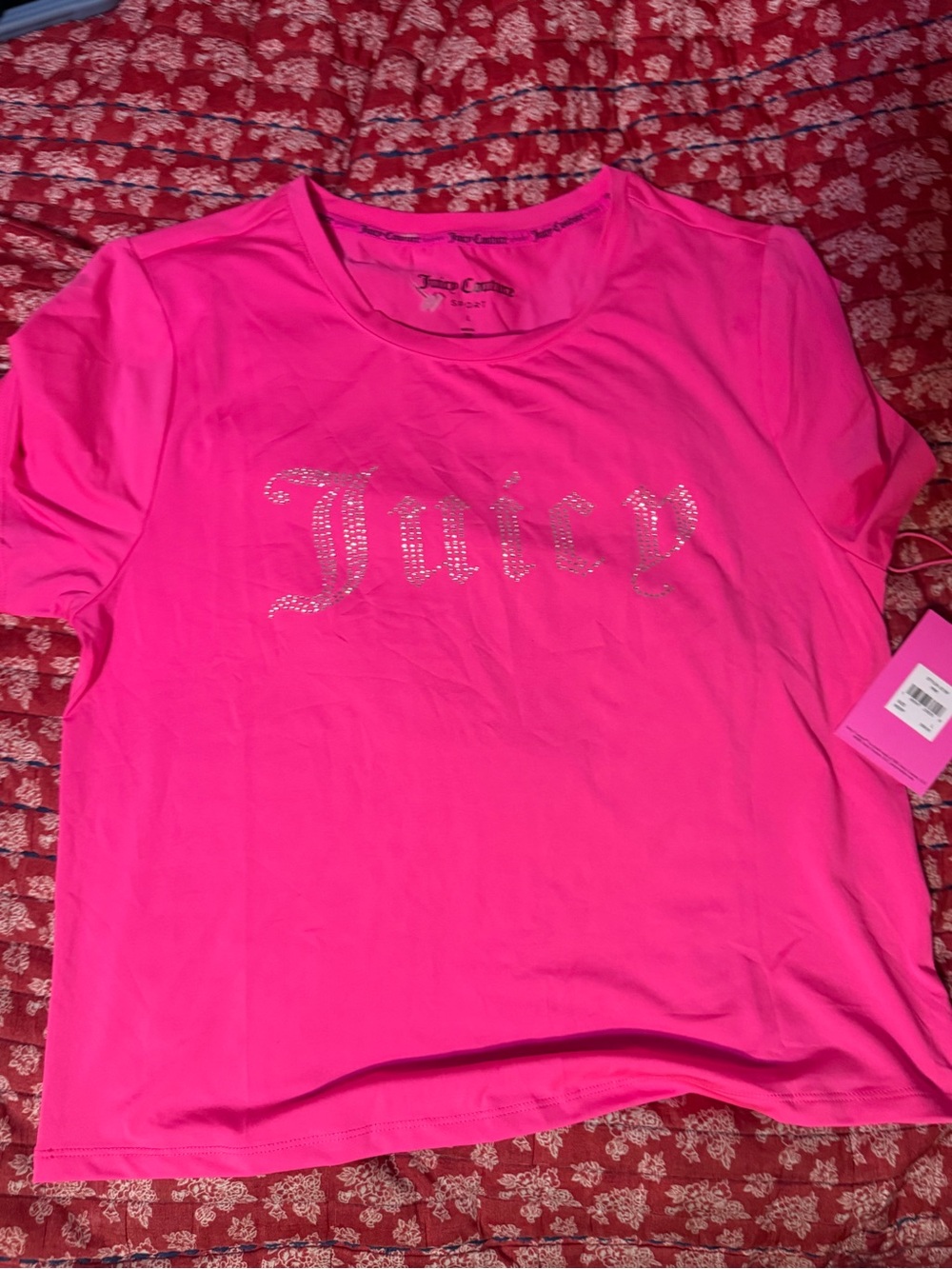 Juicy Couture Neon Pink Logo Tag Tee